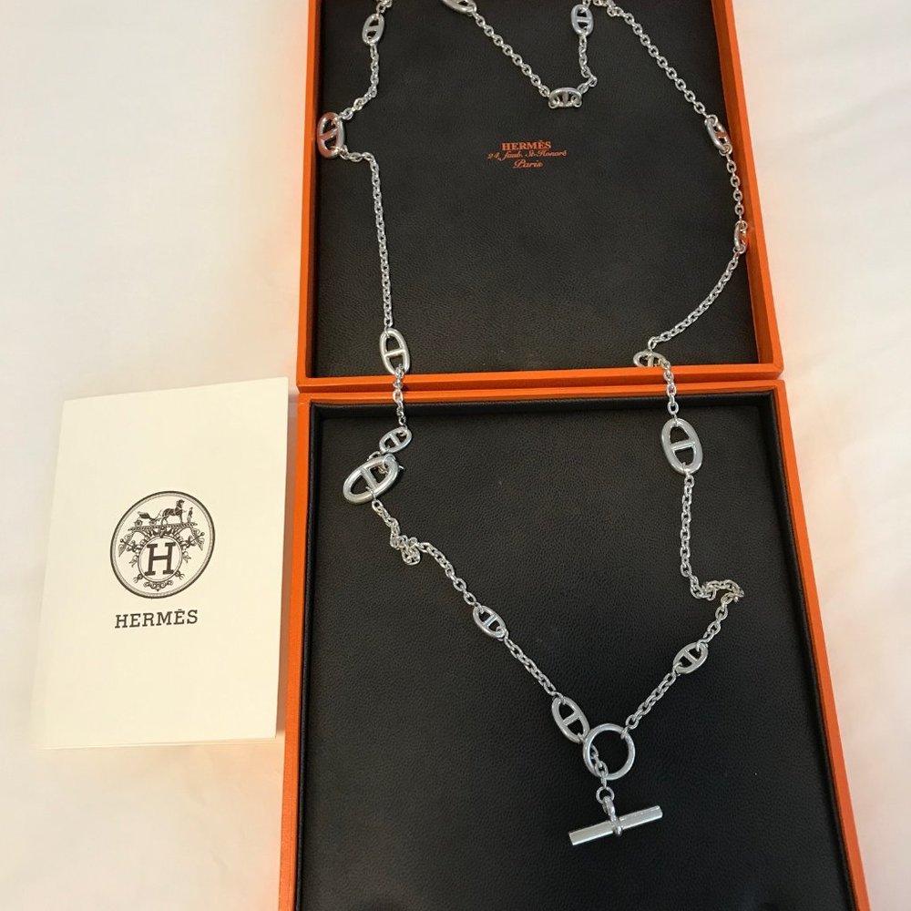 HERMES FARANDOLE SILVER 120cm NECKLACE